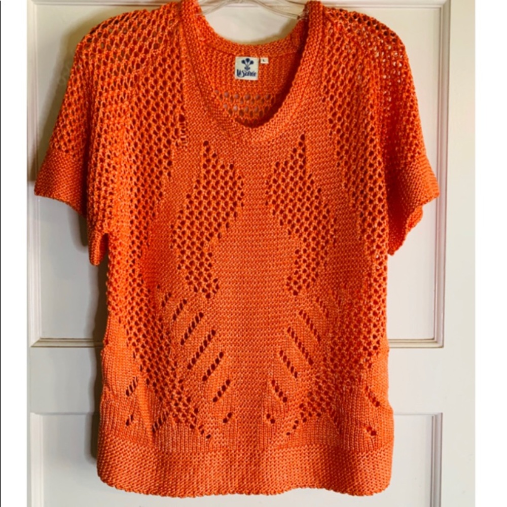 LA Soirée - s/s dropped shoulder crochet pullover